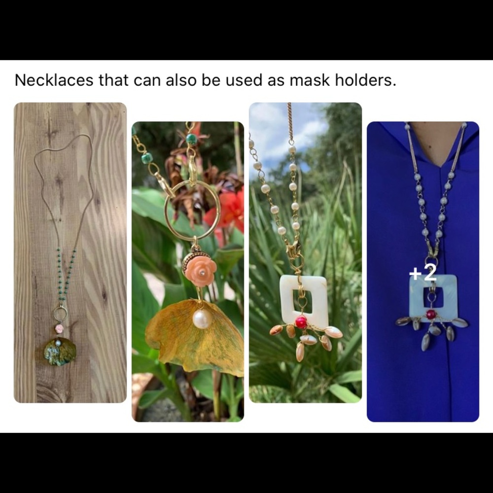 Necklace that can double up as mask holders.